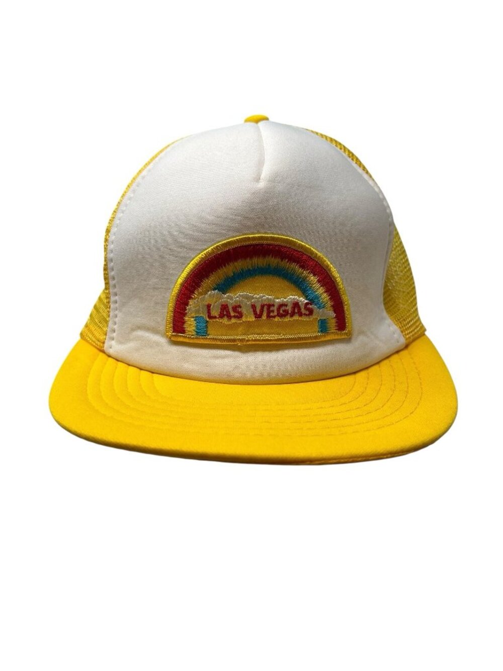 Vintage Las Vegas Rainbow Trucker Hat Snapback Cap Retro 80s Nevada Pride Kitsch